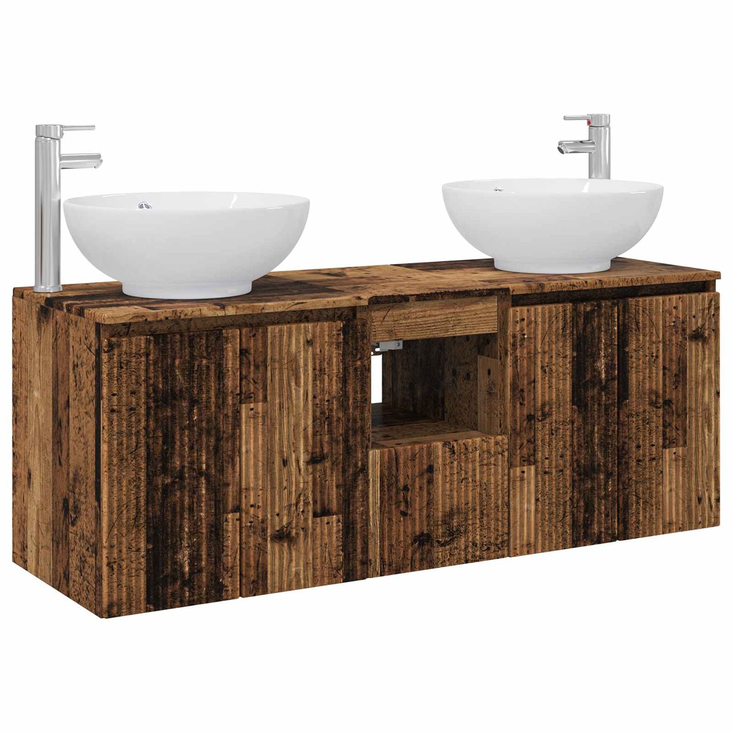 Badkamerkastenset 3 st Oud hout 49,5 x 44,5 x 65 cm