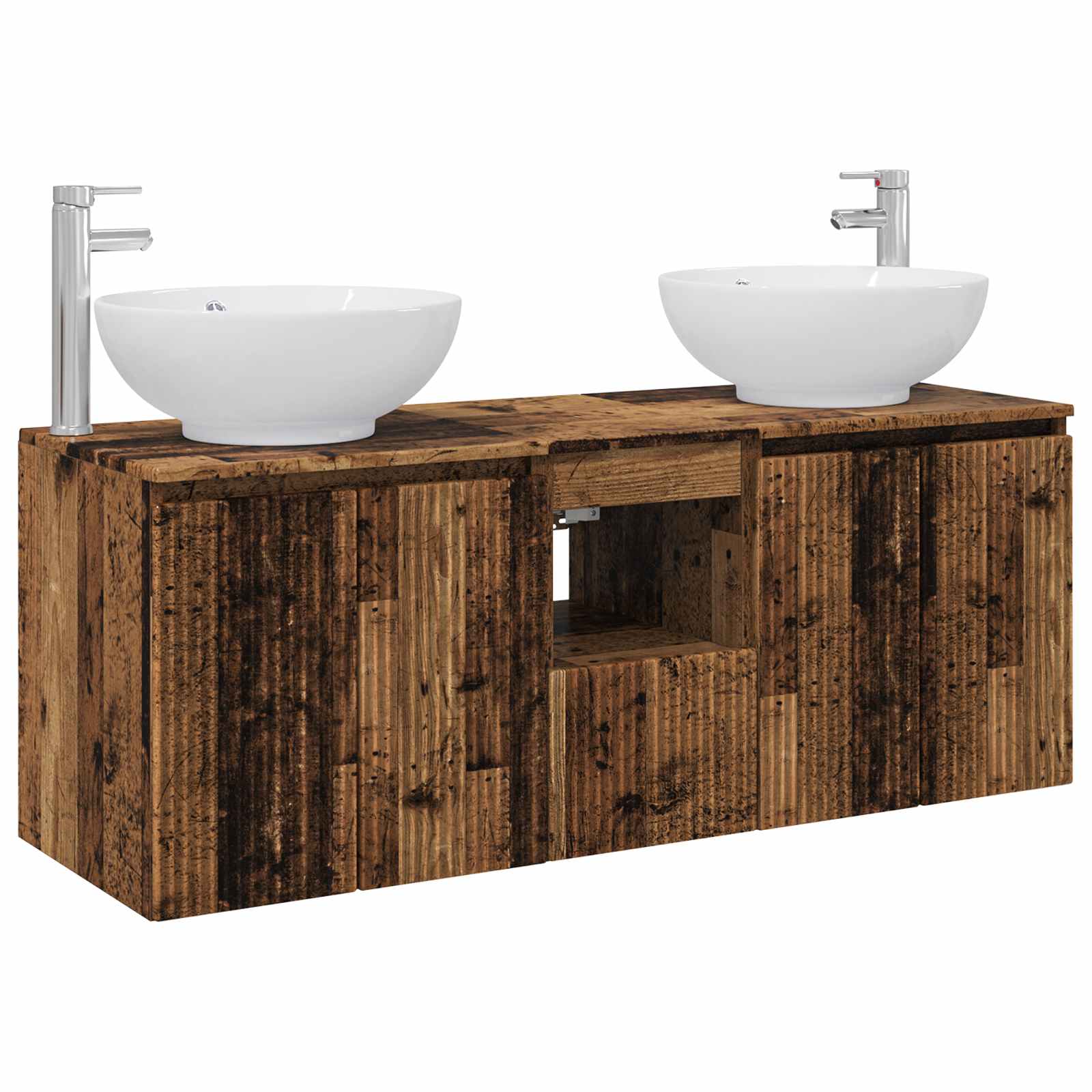 Badkamerkastenset 3 st Oud hout 49,5 x 44,5 x 65 cm