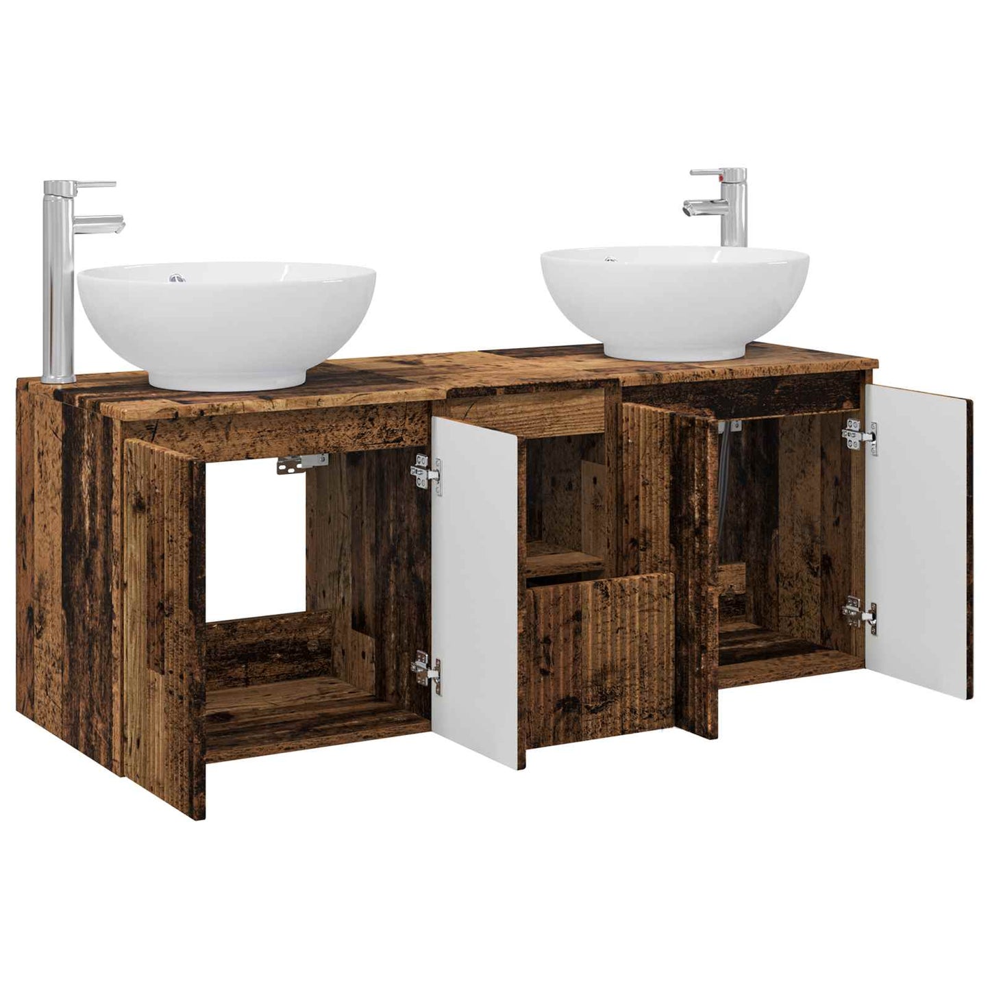 Badkamerkastenset 3 st Oud hout 49,5 x 44,5 x 65 cm