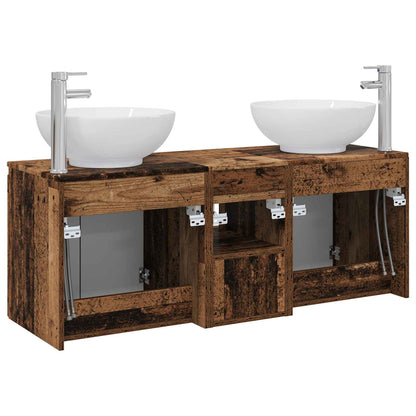 Badkamerkastenset 3 st Oud hout 49,5 x 44,5 x 65 cm