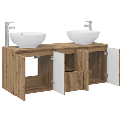 Badkamerkastenset 3 st Artisanaal eiken 49,5 x 44,5 x 65 cm