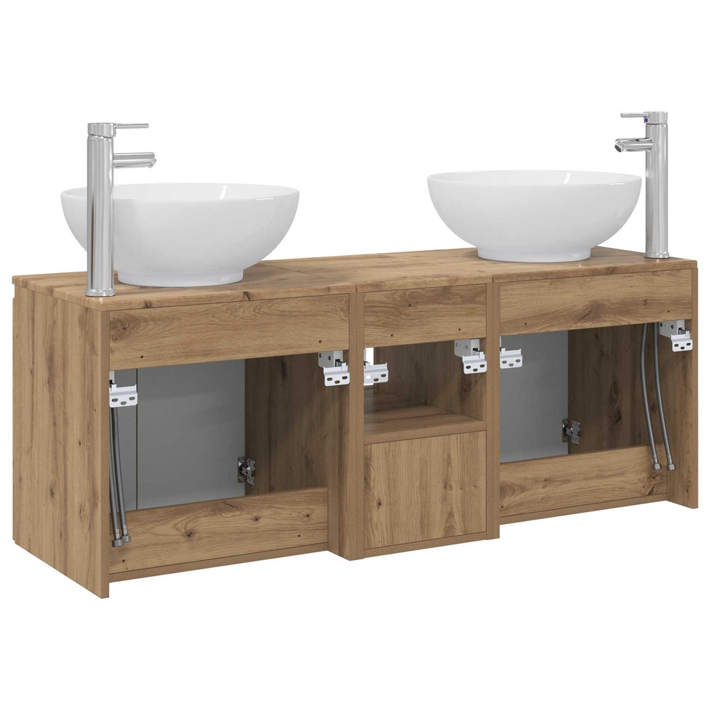 Badkamerkastenset 3 st Artisanaal eiken 49,5 x 44,5 x 65 cm