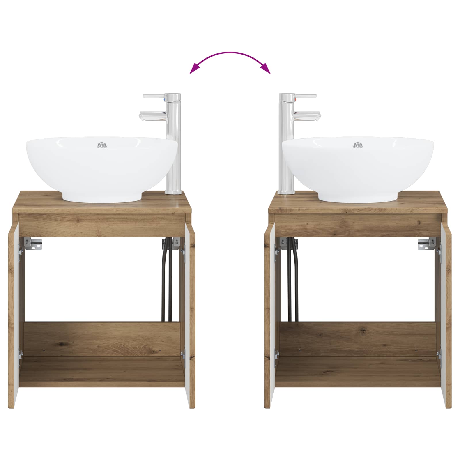 Badkamerkastenset 3 st Artisanaal eiken 49,5 x 44,5 x 65 cm