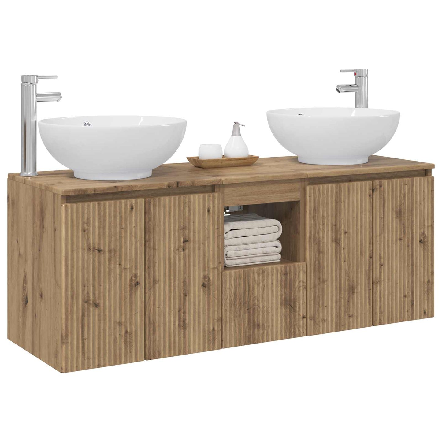 Badkamerkastenset 3 st Artisanaal eiken 49,5 x 44,5 x 65 cm