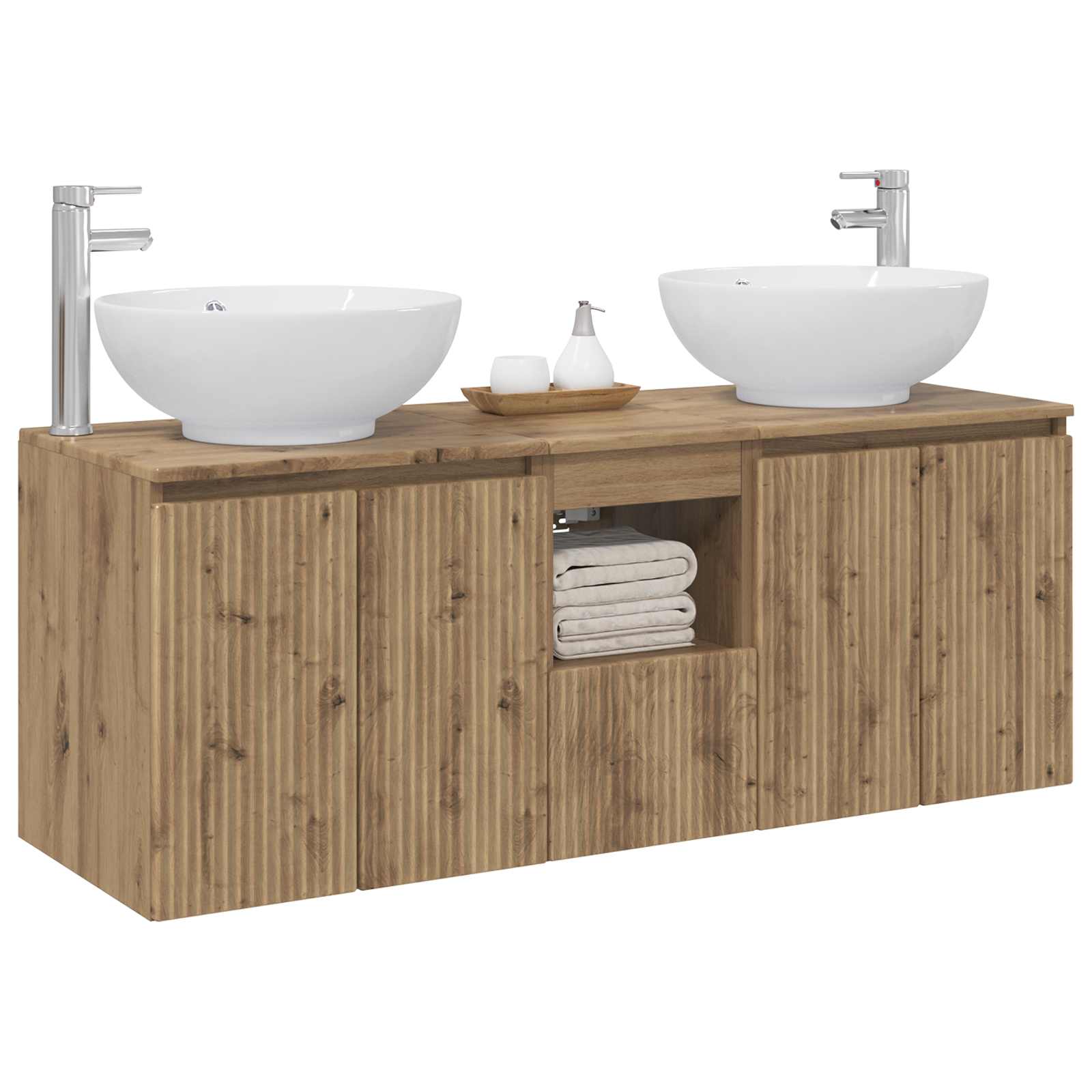 Badkamerkastenset 3 st Artisanaal eiken 49,5 x 44,5 x 65 cm