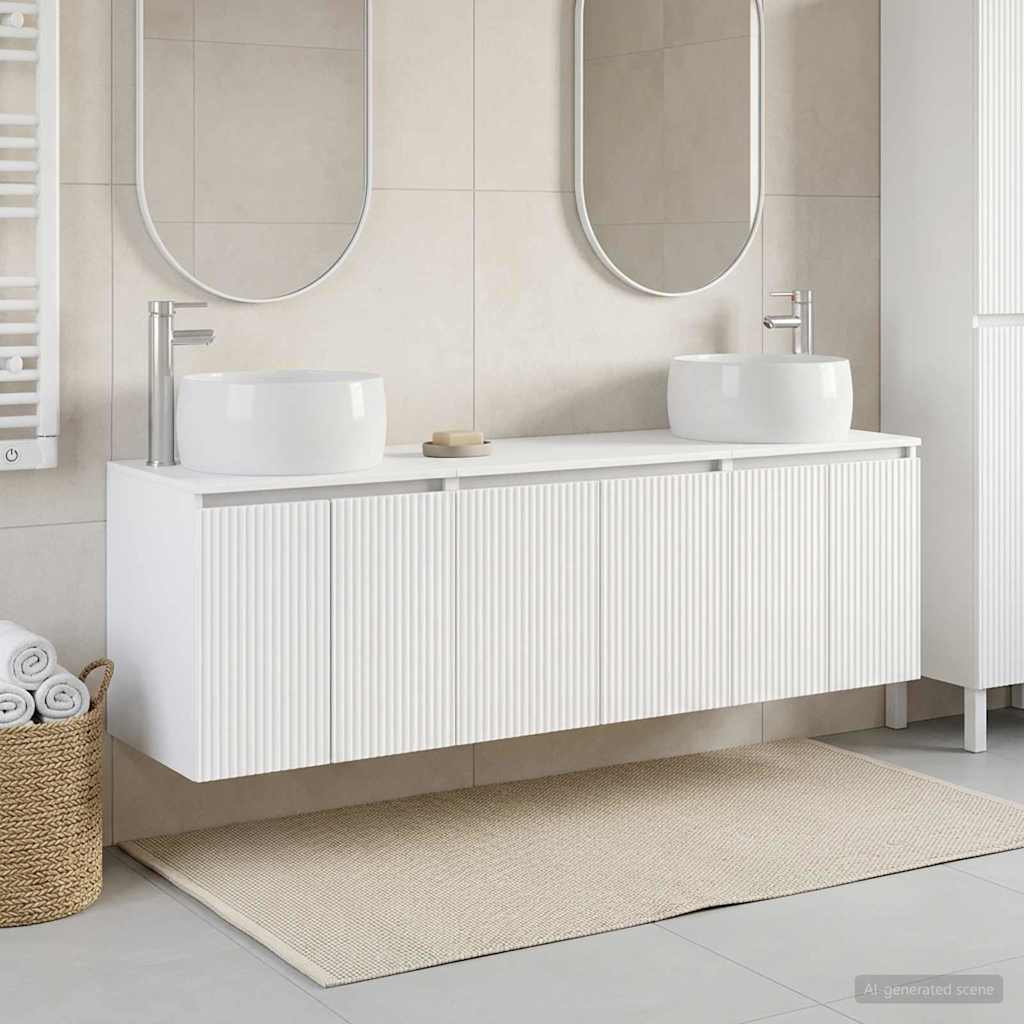 Badkamerkastenset 3 st Wit 49,5 x 44,5 x 66 cm Bewerkt hout