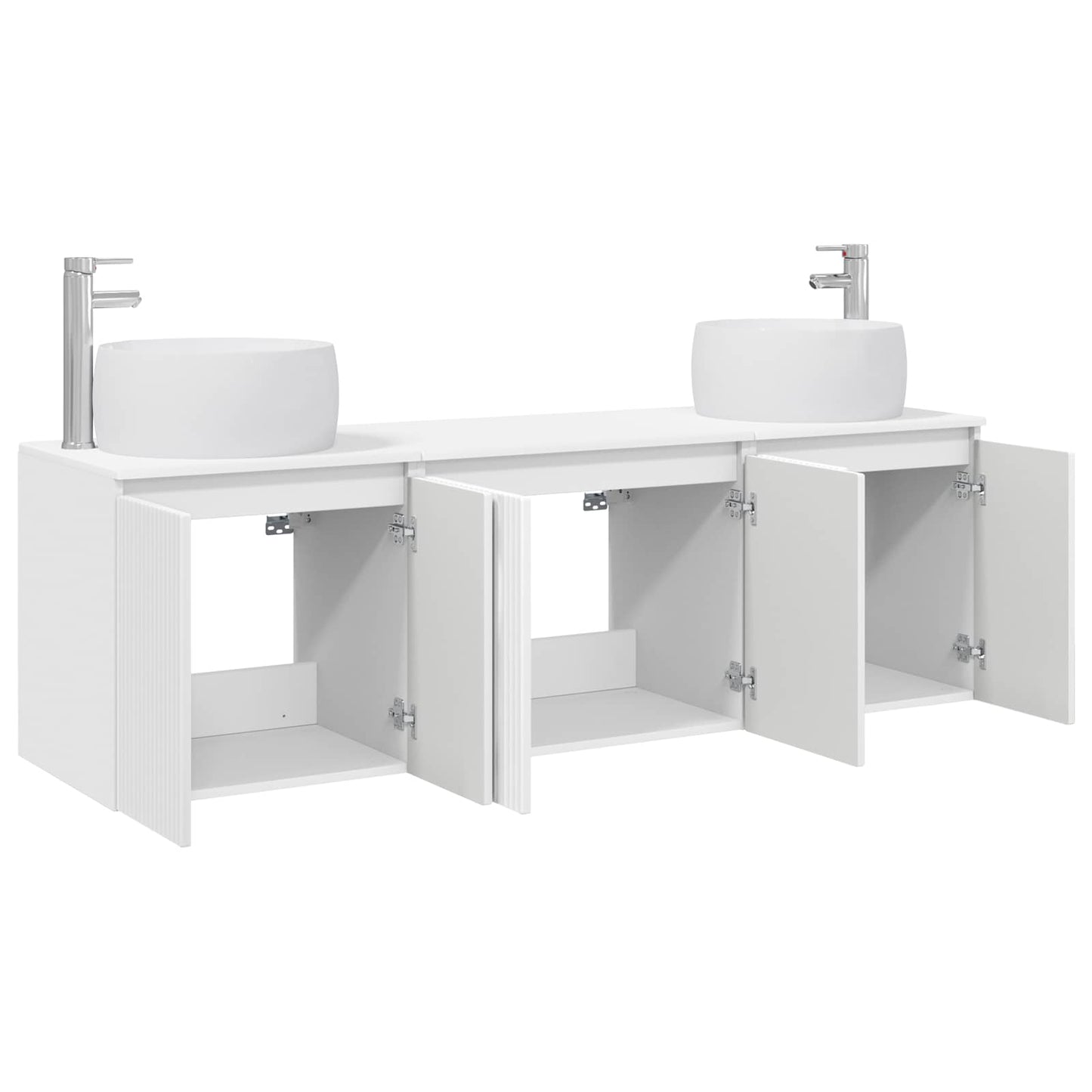 Badkamerkastenset 3 st Wit 49,5 x 44,5 x 66 cm Bewerkt hout