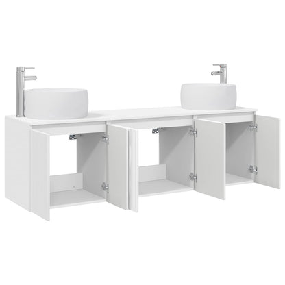 Badkamerkastenset 3 st Wit 49,5 x 44,5 x 66 cm Bewerkt hout