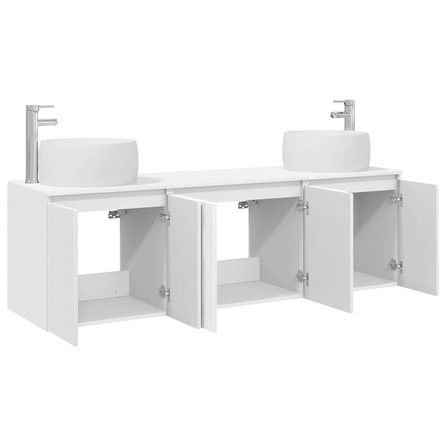 Badkamerkastenset 3 st Wit 49,5 x 44,5 x 66 cm Bewerkt hout