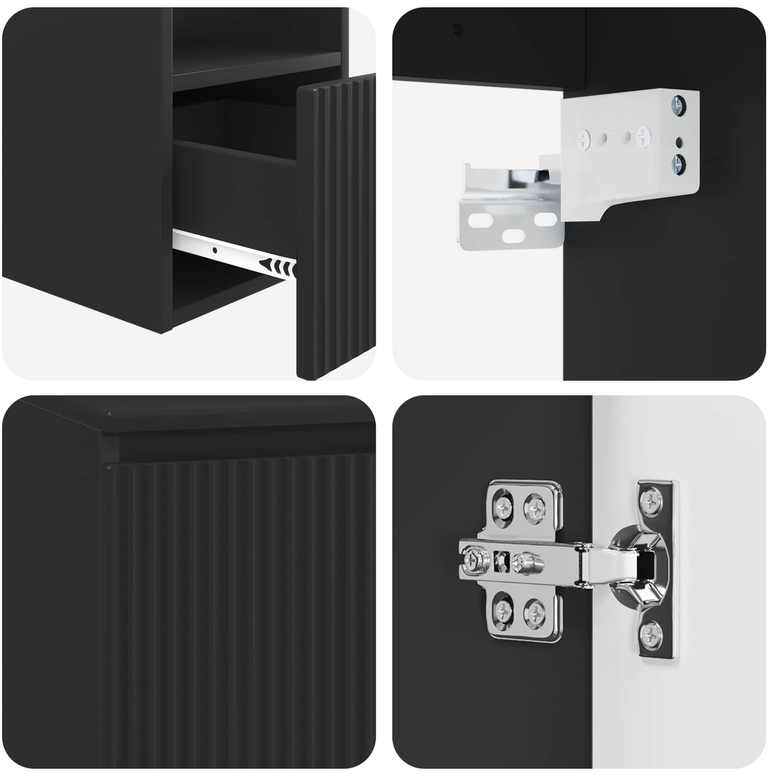 Badkamerkastenset 3 st Zwart 49,5 x 44,5 x 66 cm Bewerkt hout