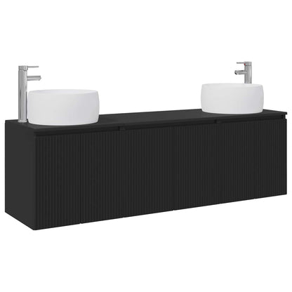 Badkamerkastenset 3 st Zwart 49,5 x 44,5 x 66 cm Bewerkt hout