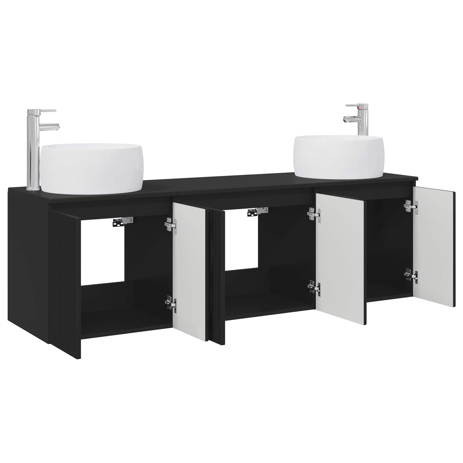 Badkamerkastenset 3 st Zwart 49,5 x 44,5 x 66 cm Bewerkt hout