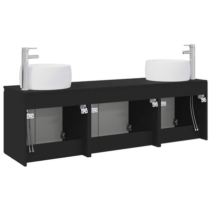 Badkamerkastenset 3 st Zwart 49,5 x 44,5 x 66 cm Bewerkt hout