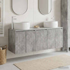 Badkamerkastenset 3 st Betongrijs 49,5 x 44,5 x 66 cm