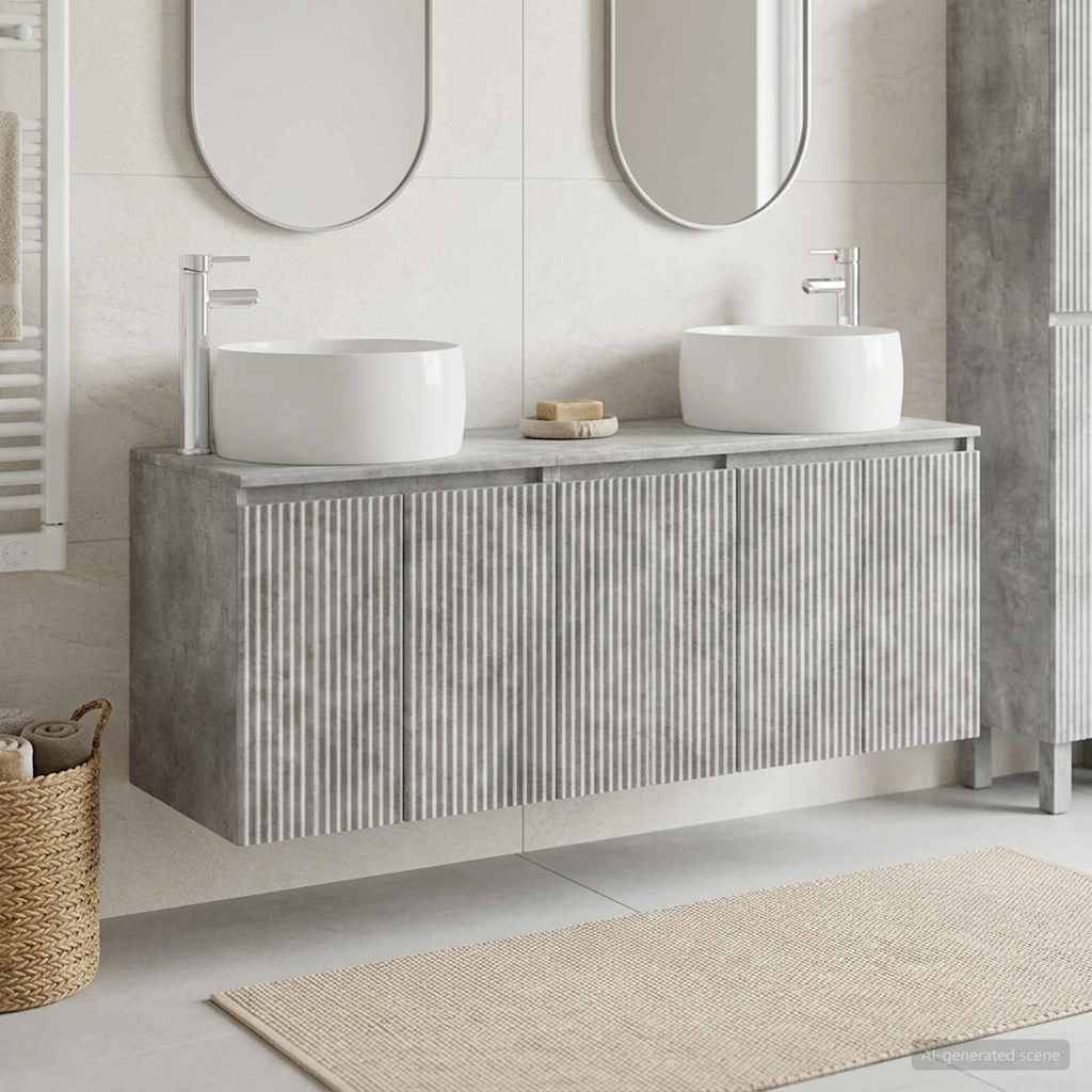 Badkamerkastenset 3 st Betongrijs 49,5 x 44,5 x 66 cm