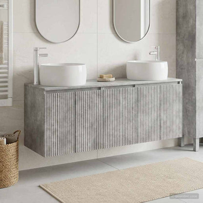 Badkamerkastenset 3 st Betongrijs 49,5 x 44,5 x 66 cm