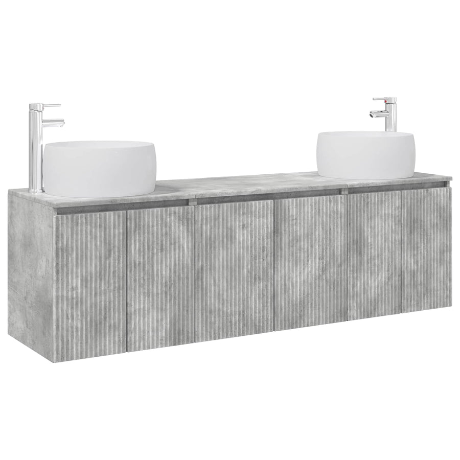Badkamerkastenset 3 st Betongrijs 49,5 x 44,5 x 66 cm