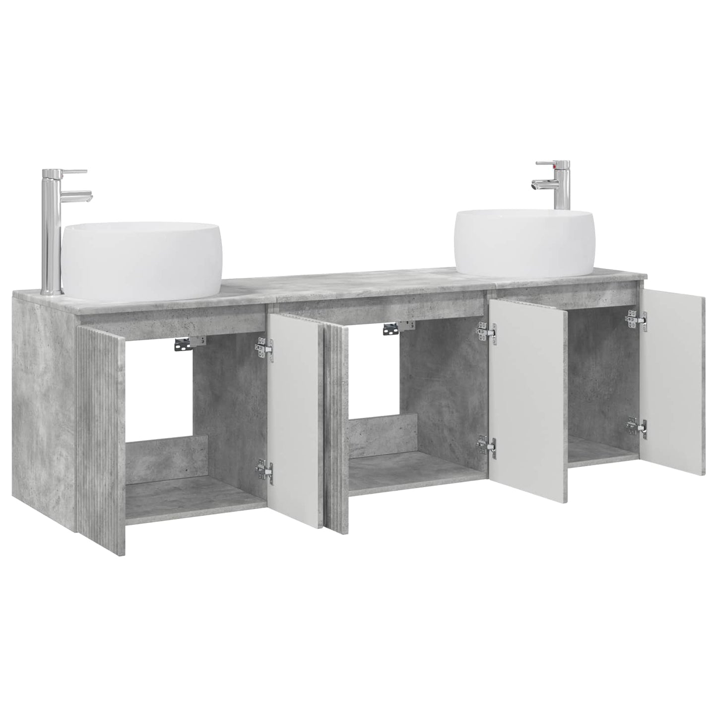 Badkamerkastenset 3 st Betongrijs 49,5 x 44,5 x 66 cm