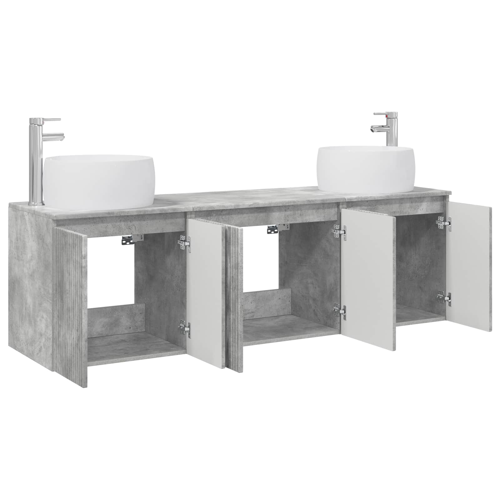 Badkamerkastenset 3 st Betongrijs 49,5 x 44,5 x 66 cm
