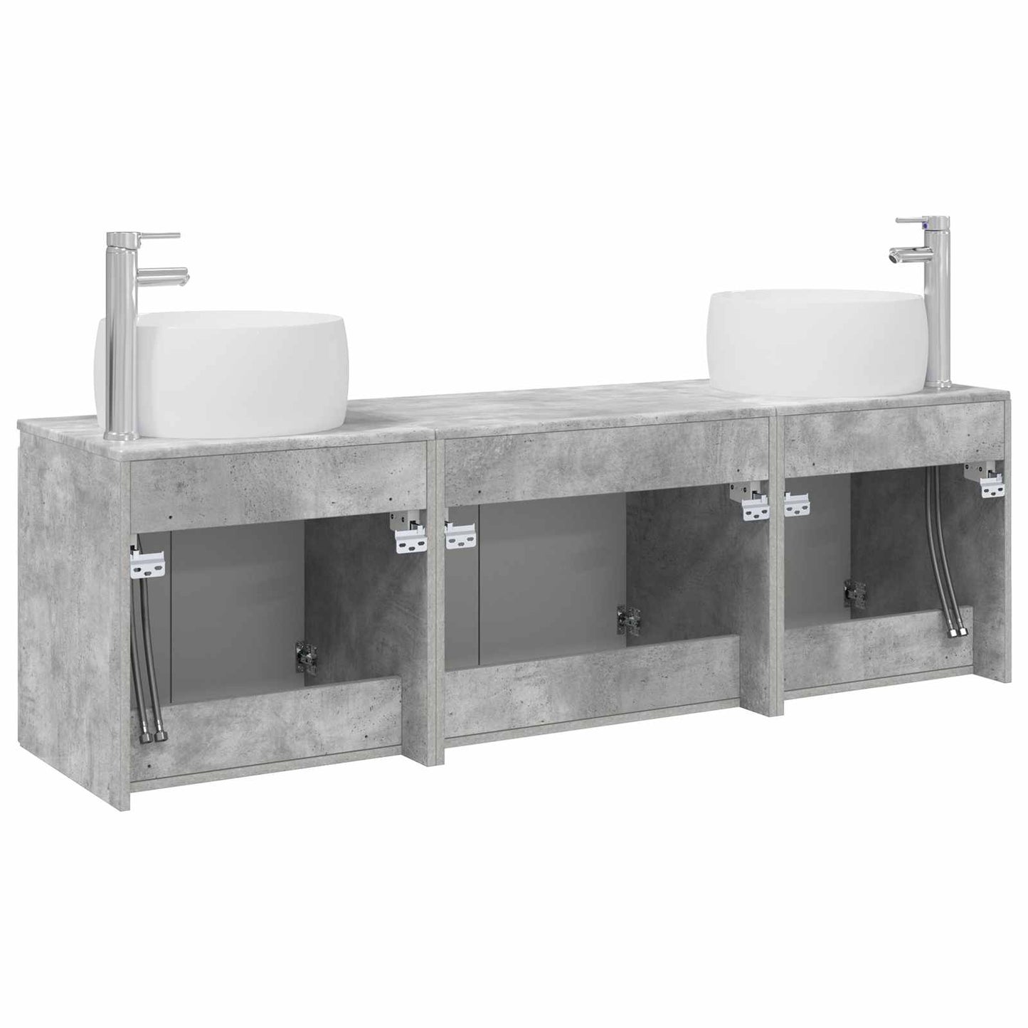 Badkamerkastenset 3 st Betongrijs 49,5 x 44,5 x 66 cm