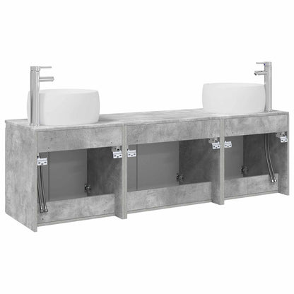 Badkamerkastenset 3 st Betongrijs 49,5 x 44,5 x 66 cm