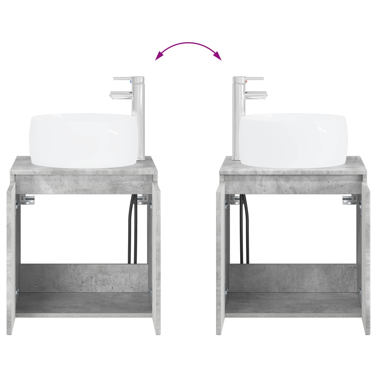 Badkamerkastenset 3 st Betongrijs 49,5 x 44,5 x 66 cm