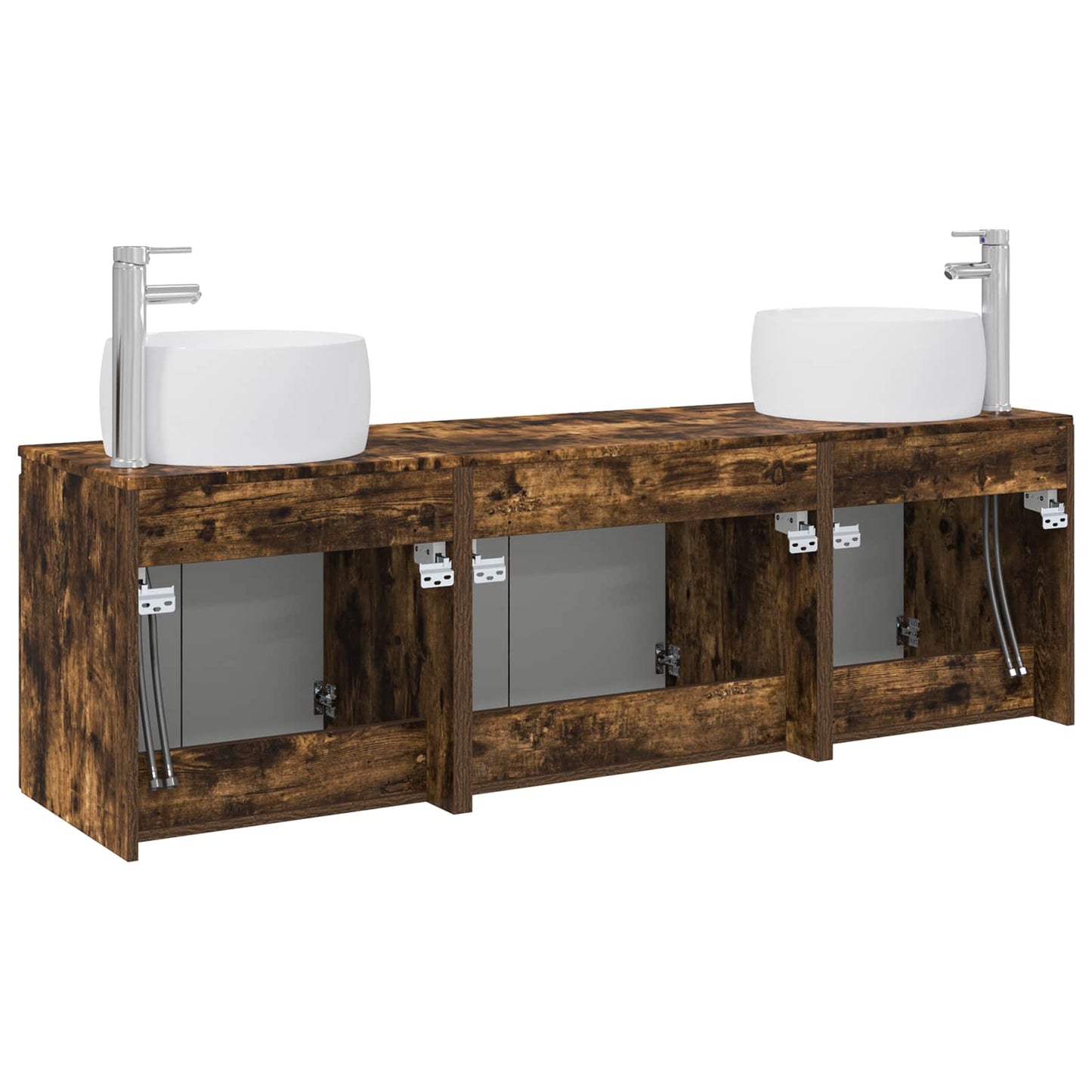 Badkamerkastenset 3 st Gerookt eiken 49,5 x 44,5 x 66 cm