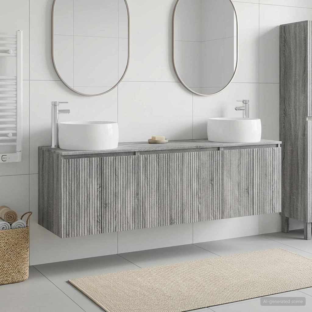 Badkamerkastenset 3 st Grijs Sonoma 49,5 x 44,5 x 66 cm