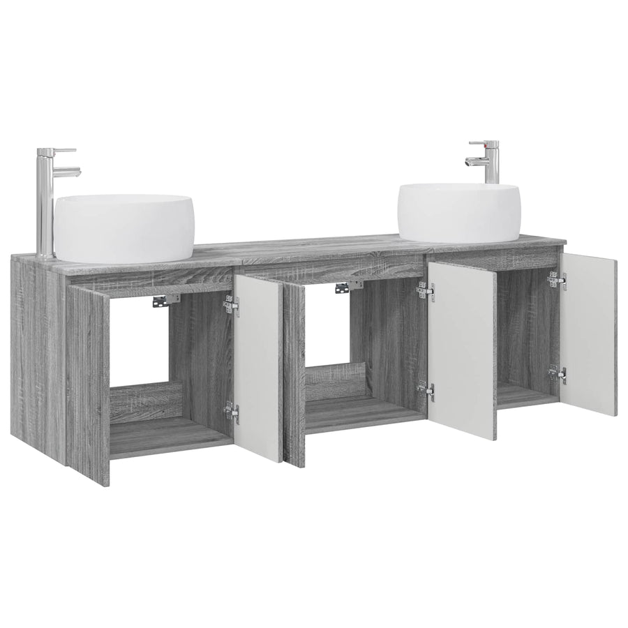 Badkamerkastenset 3 st Grijs Sonoma 49,5 x 44,5 x 66 cm