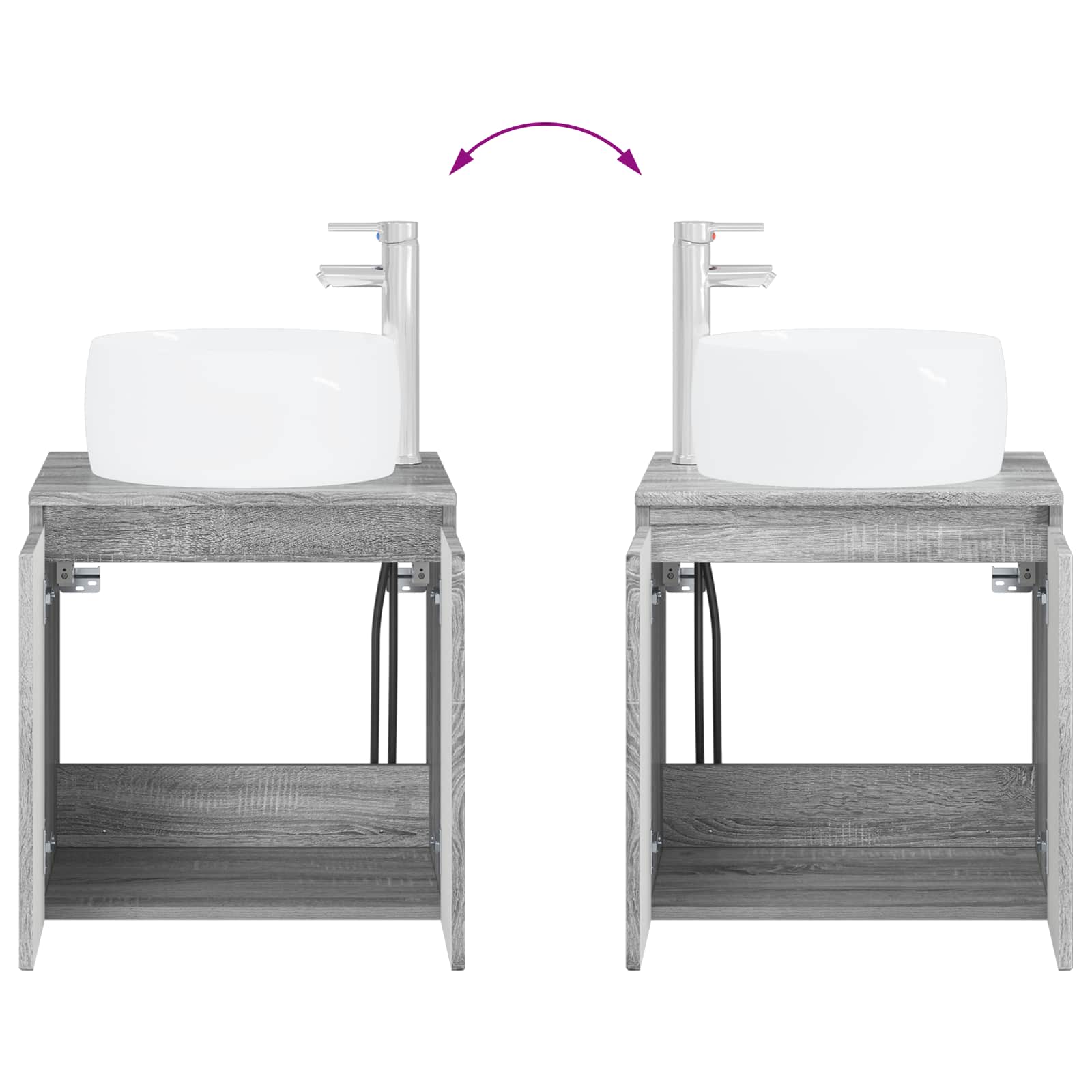 Badkamerkastenset 3 st Grijs Sonoma 49,5 x 44,5 x 66 cm
