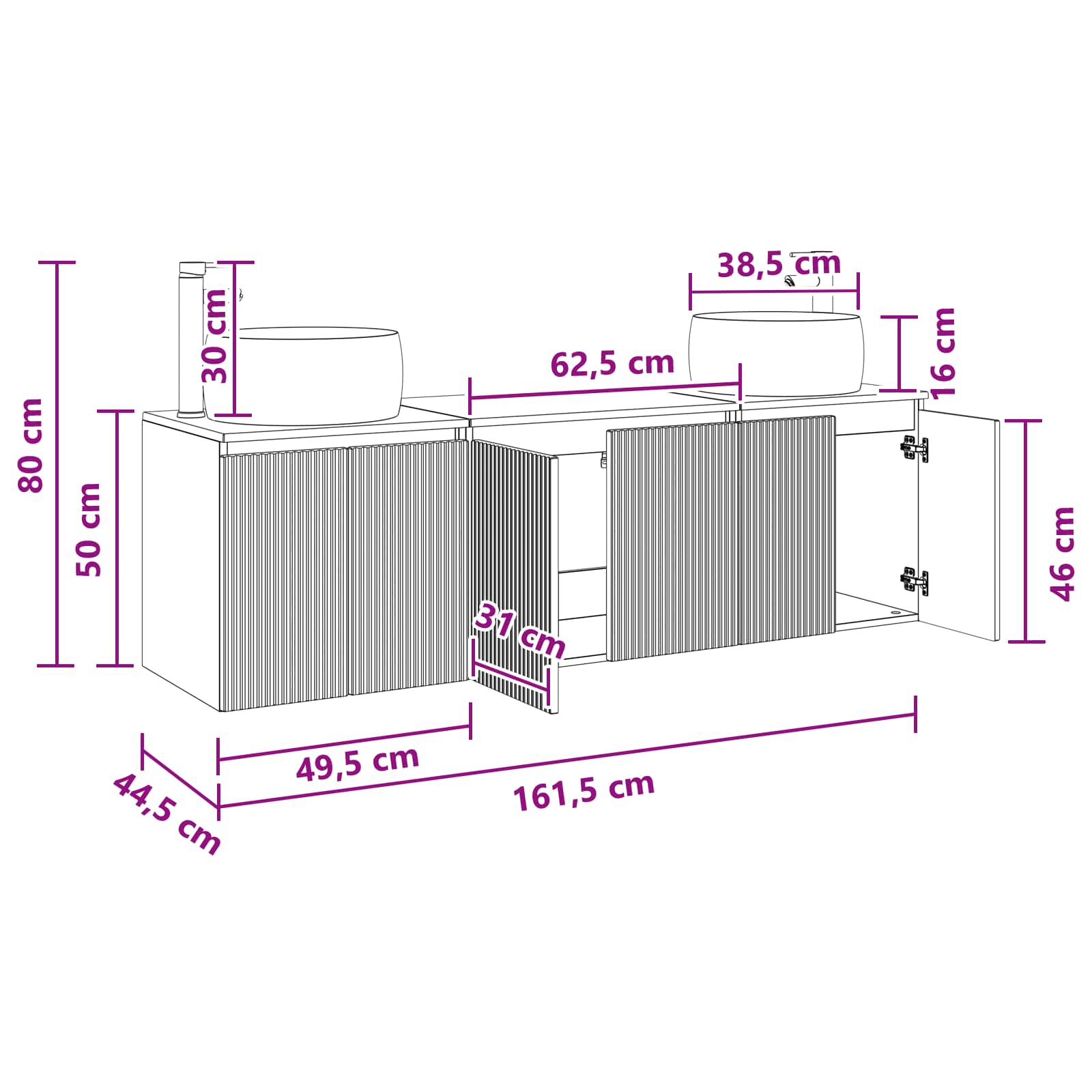 Badkamerkastenset 3 st Grijs Sonoma 49,5 x 44,5 x 66 cm