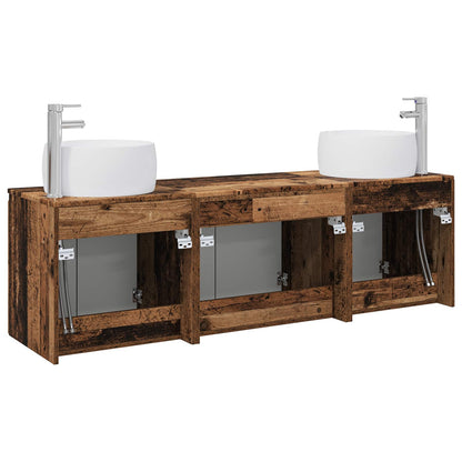 Badkamerkastenset 3 st Oud hout 49,5 x 44,5 x 66 cm