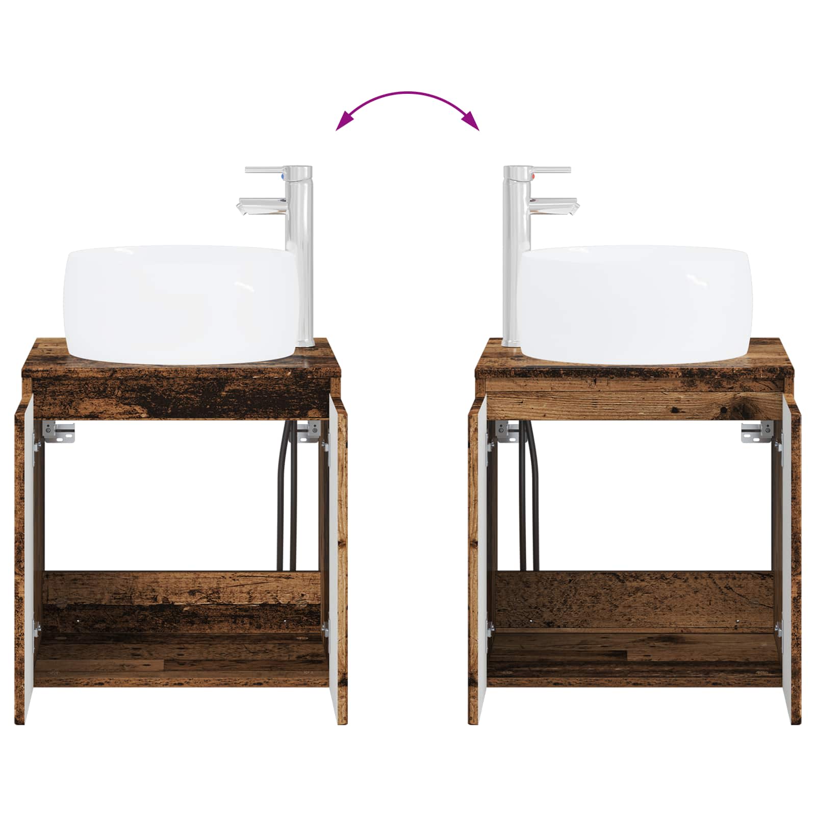 Badkamerkastenset 3 st Oud hout 49,5 x 44,5 x 66 cm