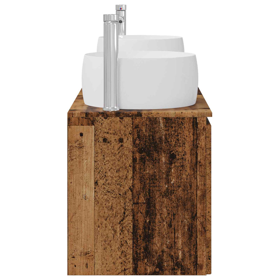 Badkamerkastenset 3 st Oud hout 49,5 x 44,5 x 66 cm