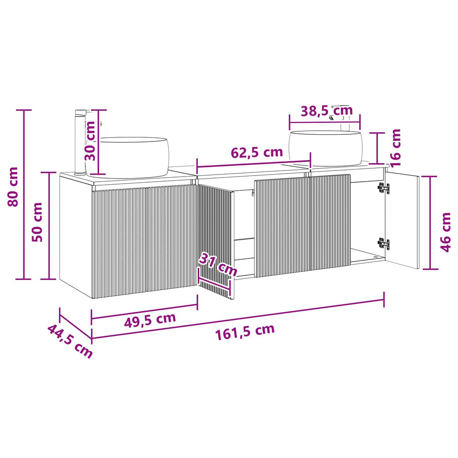Badkamerkastenset 3 st Oud hout 49,5 x 44,5 x 66 cm