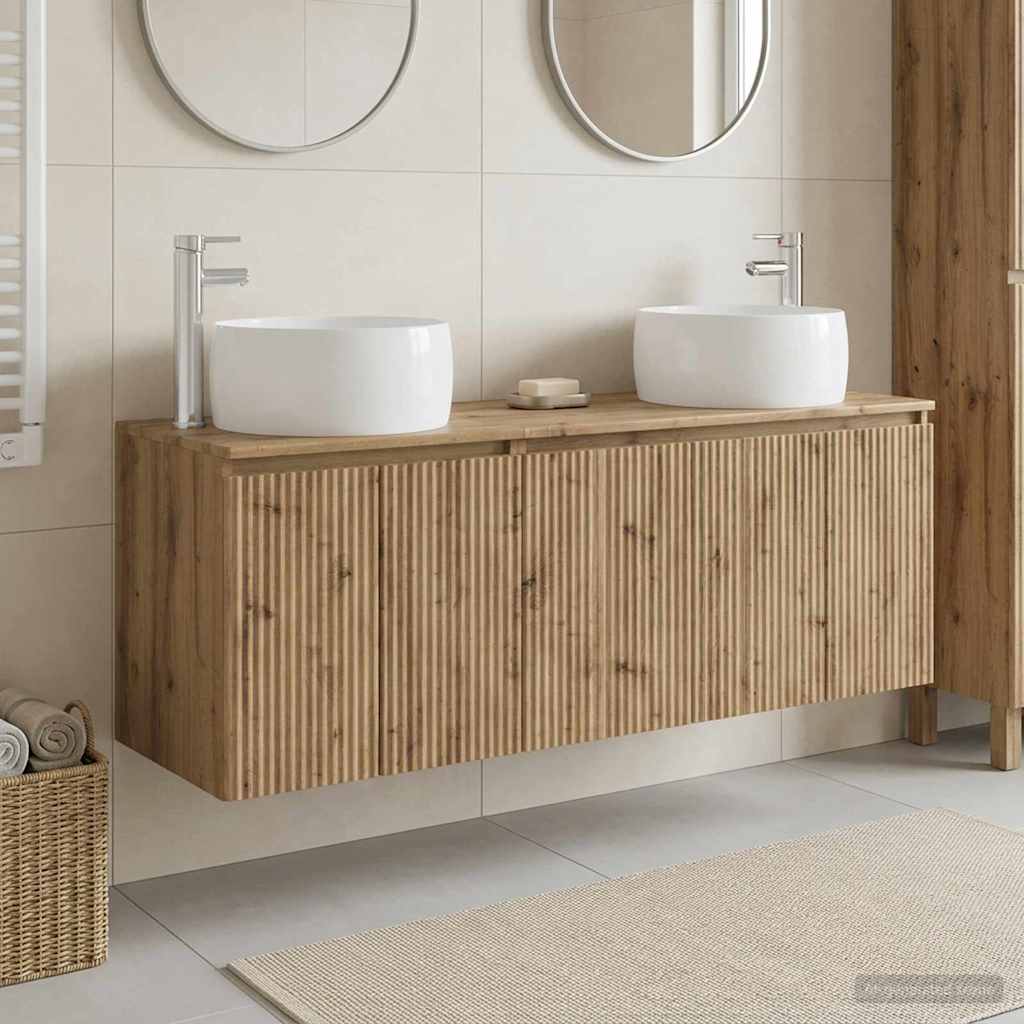 Badkamerkastenset 3 st Artisanaal eiken 49,5 x 44,5 x 66 cm