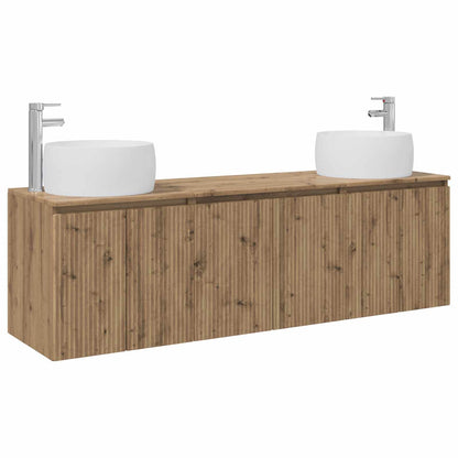 Badkamerkastenset 3 st Artisanaal eiken 49,5 x 44,5 x 66 cm