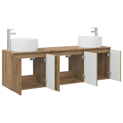 Badkamerkastenset 3 st Artisanaal eiken 49,5 x 44,5 x 66 cm
