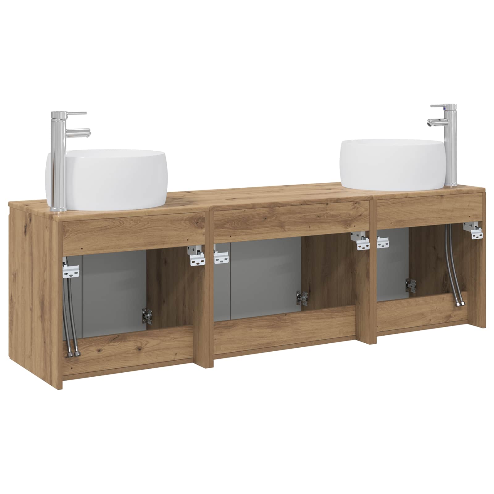 Badkamerkastenset 3 st Artisanaal eiken 49,5 x 44,5 x 66 cm