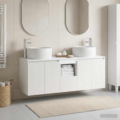 Badkamerkastenset 3 st Wit 49,5 x 44,5 x 66 cm Bewerkt hout