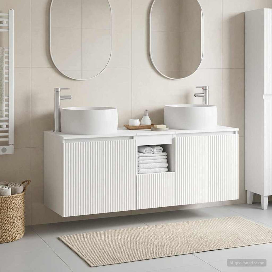 Badkamerkastenset 3 st Wit 49,5 x 44,5 x 66 cm Bewerkt hout