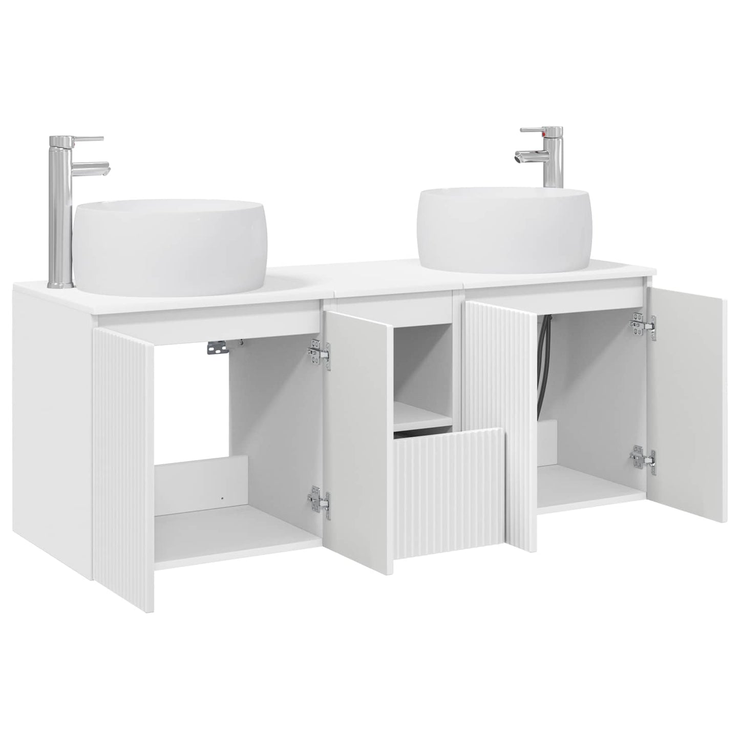 Badkamerkastenset 3 st Wit 49,5 x 44,5 x 66 cm Bewerkt hout
