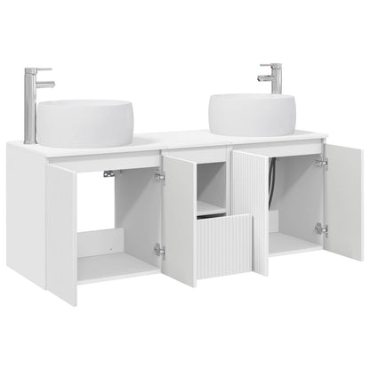 Badkamerkastenset 3 st Wit 49,5 x 44,5 x 66 cm Bewerkt hout