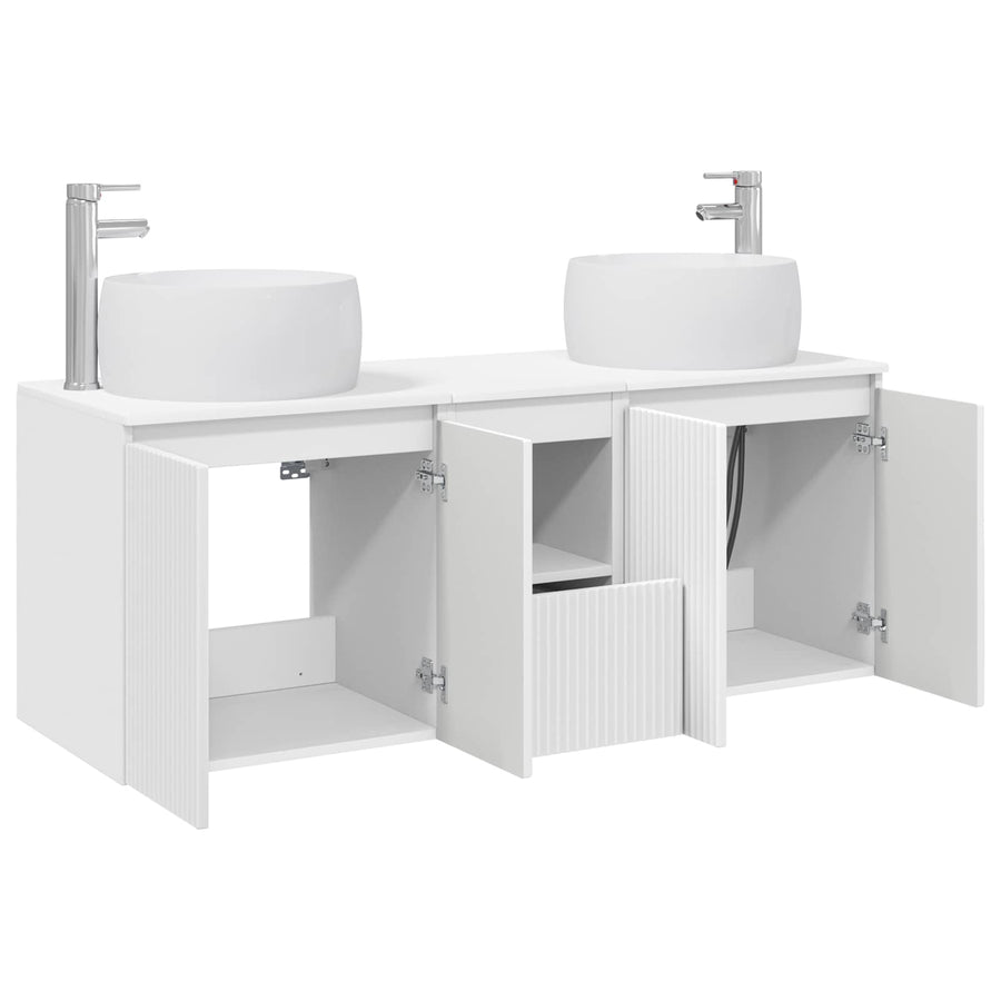 Badkamerkastenset 3 st Wit 49,5 x 44,5 x 66 cm Bewerkt hout