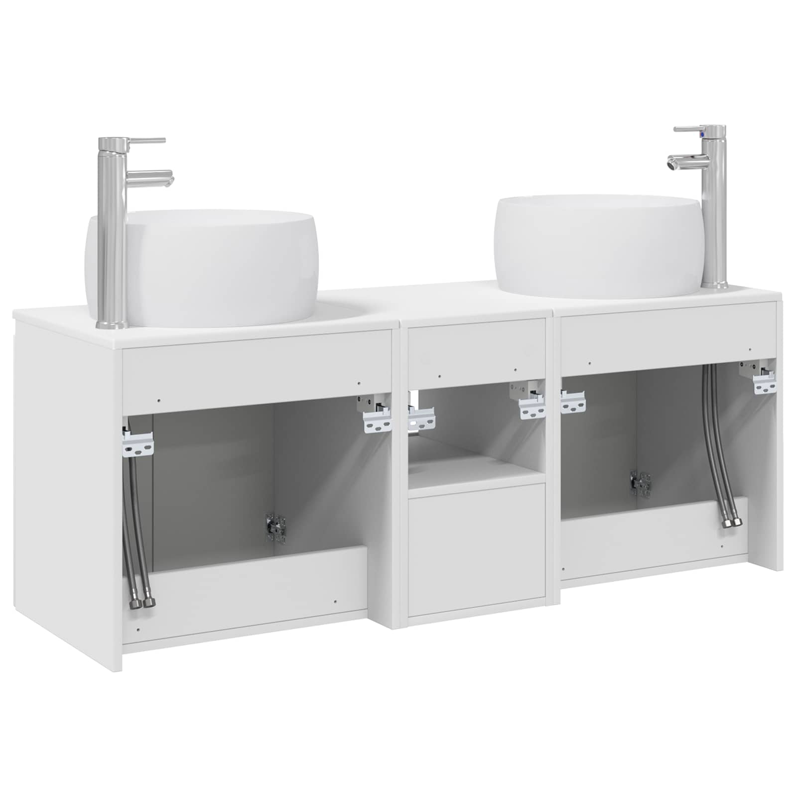 Badkamerkastenset 3 st Wit 49,5 x 44,5 x 66 cm Bewerkt hout