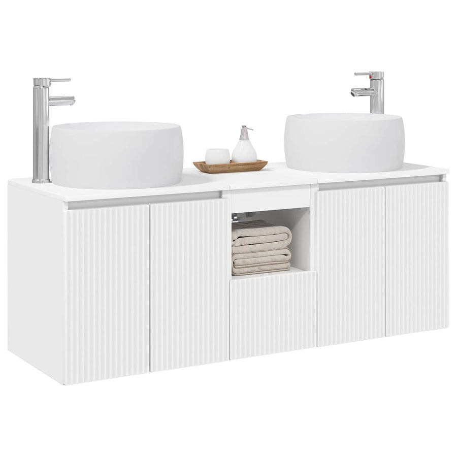 Badkamerkastenset 3 st Wit 49,5 x 44,5 x 66 cm Bewerkt hout