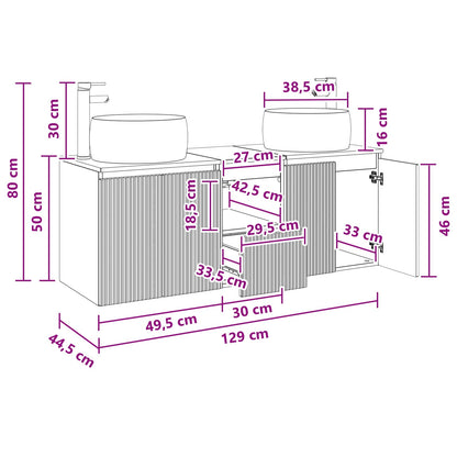 Badkamerkastenset 3 st Wit 49,5 x 44,5 x 66 cm Bewerkt hout