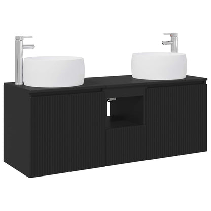 Badkamerkastenset 3 st Zwart 49,5 x 44,5 x 66 cm Bewerkt hout