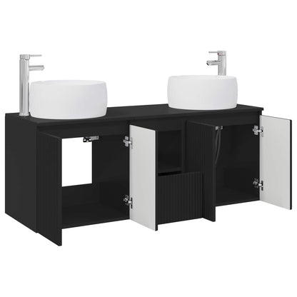 Badkamerkastenset 3 st Zwart 49,5 x 44,5 x 66 cm Bewerkt hout