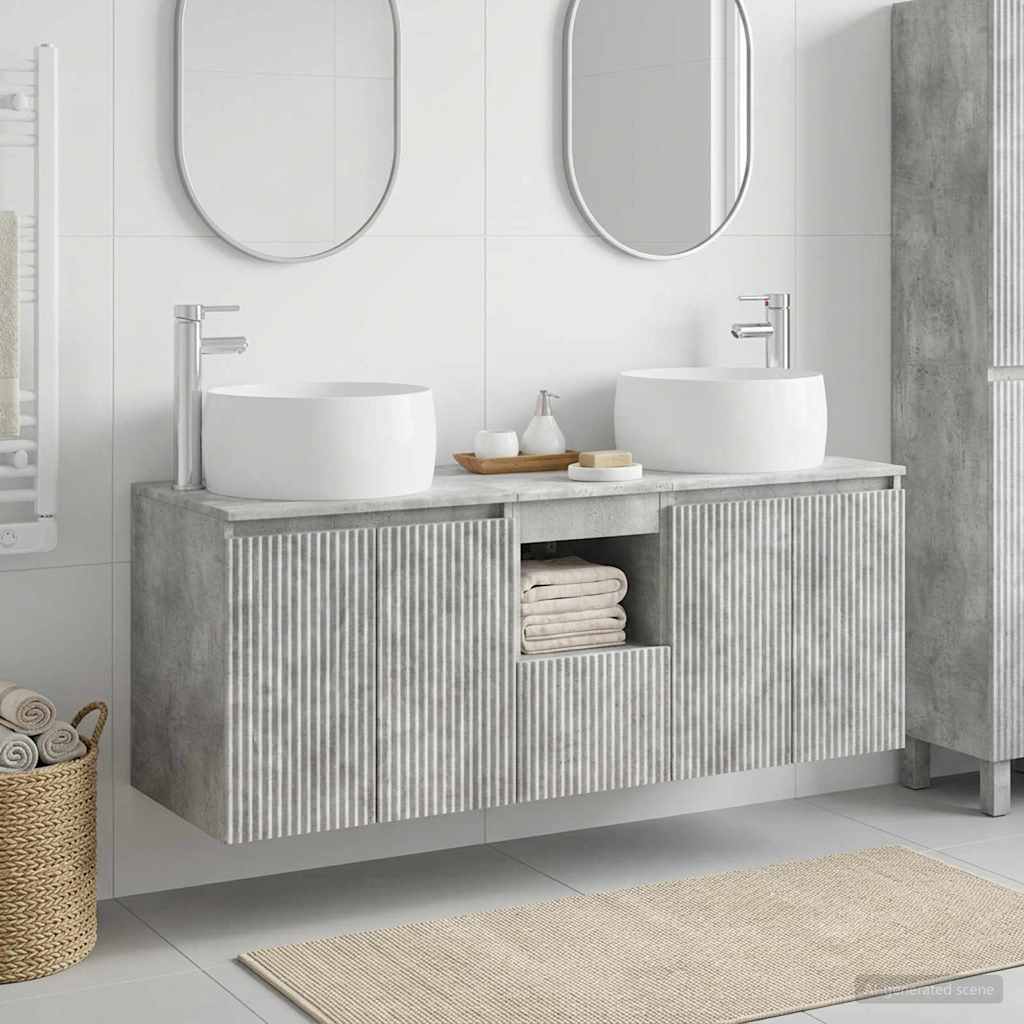 Badkamerkastenset 3 st Betongrijs 49,5 x 44,5 x 66 cm